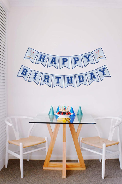 Hockey Birthday Banner - Ice Hockey Happy Birthday Sign, Party Decorations, Supplies