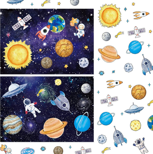 Tenare 24 Sheets Space Stickers for Kids - Solar System Astronaut Mix and Match Outer DIY Outer Wall Stickers