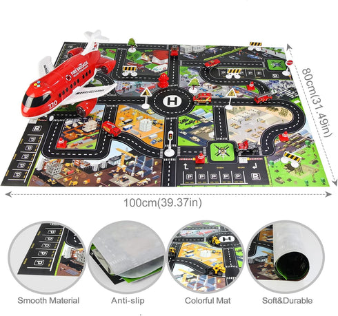 Set 3-6 Coolplay Red Airplane Toy - Rescue Fire Truck & Ambulance Car with Lights & Sound for Boys Years