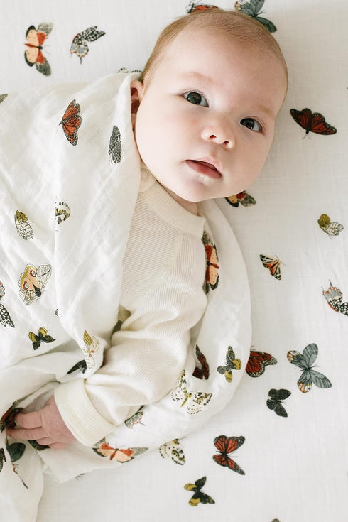 Butterfly Swarm Muslin Swaddles for Infants - CLEMENTINE KIDS