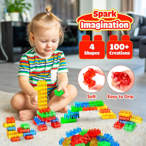 24PCS Playset LESONG Sensory Building Toys for Toddlers: Squeezable Silicone Stacking Toys Early Learning Construction