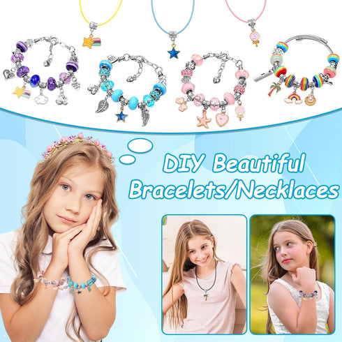 Charm Bracelet Making Kit for Girls - Kids Jewelry Gift Box for Personalized Arts Crafts
