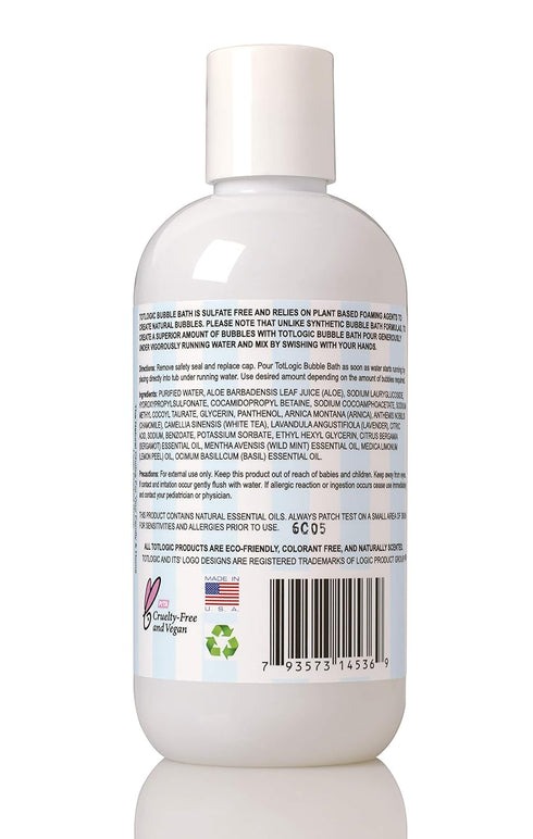 TotLogic Sulfate Free Bubble Bath - 8 oz, Original Scent, Gentle & Hypoallergenic, No Parabens or Sulfates