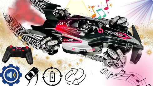 Formula Drift Car with Smoke, LED Lights, 360° Rotation, and Sound for Ultimate Drifting Experience 14"x7" (Red)