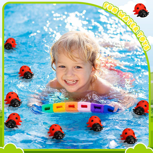 50 Pcs Squeak Mini Ladybug Toys Fake Shower Animal Bath Toys Pool Rubber Animals Floating Bathtub Toys Realistic Small Ladybugs Figurine Model for Summer Birthday Party Favors Decoration