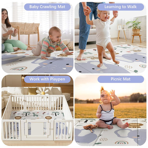79x71 0-12 Tummy NOONKTY Extra Large Baby Play Mat for Floor, Foldable Foam Playmat for Babies Months & Kids, Non-Toxic