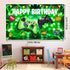 108Pcs Video Game Birthday Party Decorations - Green Gamer Supplies, Backdrop, Table Cover, Cupcake Topper, Balloon