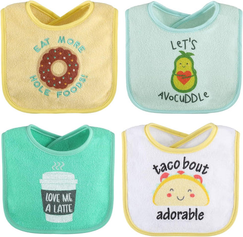 The Peanutshell Baby Bibs Set of 8 - 100% Cotton, Soft, Absorbent, Unisex Toddler, Newborn & Infant - Han-Gry