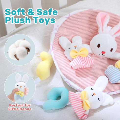 360 Baby Crib Mobile for Girls with Music, Lights & Projection, Adjustable Volume, Rotating Plush Crib Toys