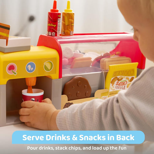 lalalark Playset 40+ 3+ Toss 'n Toast Sandwich Restaurant for Kids, Pieces Pretend Food with Interactive Magic Slicer