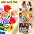 Set 16 CUBIMANA Roses Flowers Building with Vase & LED Light, for Her, Mini Flowers Bouquet Building Blocks Toy