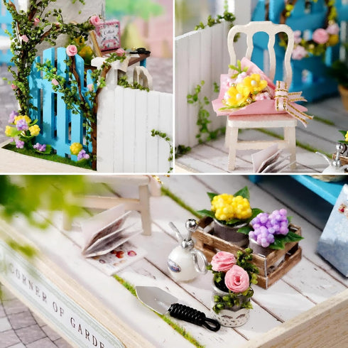 OZJAY 1:24 DIY Miniature House Kit with Dust Proof Cover, Scale Creative Room Mini DIY Wooden Dollhouse Miniature Kit