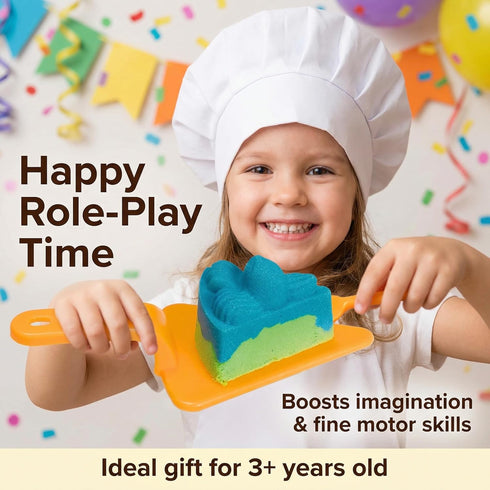 3 4 5 6 Carolart Sensory Bin,Ice Cream and Cakes Sensory Kit,Kids Play Sand Kit,Sandbox with Sensory Sand Girls