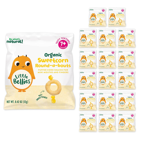 Little Bellies Organic Round-a-bouts Baby Snack, Sweetcorn, Pack of 18 (Pack of