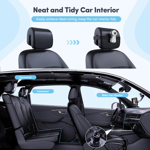 ESIYTGOP 2-Kids 7 Inch 1080P Baby Car Camera Dual Monitor Display with Two Rear Facing Car Seat Cameras, HD Night
