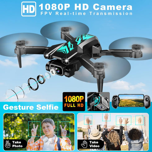 Mini Drone with Camera for Beginners, 1080P FPV Foldable Drone with Stable Altitude Hold and 2 Batteries