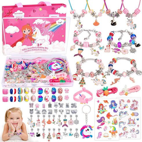 SUZUTOY Bracelet Making Kit for Girls, Unicorns Gifts for Girls, Arts and Crafts for Kids Ages 4-12, Beads for Bracelet
