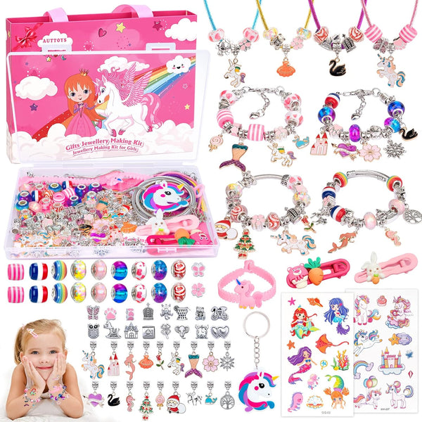 SUZUTOY Bracelet Making Kit for Girls, Unicorns Gifts for Girls, Arts and Crafts for Kids Ages 4-12, Beads for Bracelet