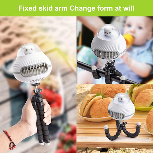 Stroller Fan Portable Ultra-Low Noise Baby Personal Fan,Rechargeable 2000mAh Battery Powered Fan for Stroller Baby.