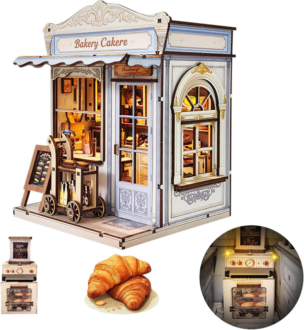 DIY Miniature House Kit, Mini Dollhouse Kit with LED for Beginners Adults,