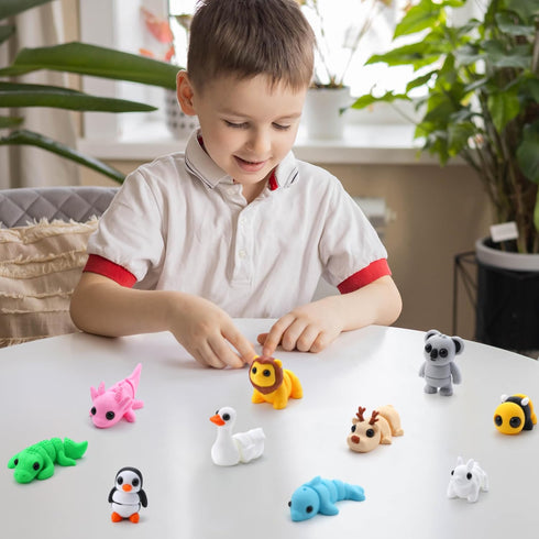12 3D Set, 3D JOYIN Pcs Printed Animals Mini Animals Printed Toys - Cute Articulated Flexible Figurines Fidget Toys