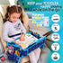 Car Seat Tray for Toddler - Waterproof Kids Travel Table Top - Road Trip Essentials - Lap Desk with Storage (Blue)