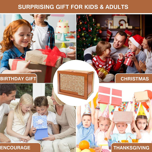 Wooden Money Box Money Bank, Countdown Saving Box with 10000 Dollars Target for Boys Girls (10000 USD)