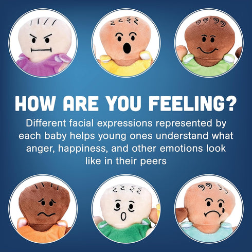 6-Piece Set Set, Constructive Playthings Expression Plush Baby Dolls for Social Emotional Learning, Plush Multicultural
