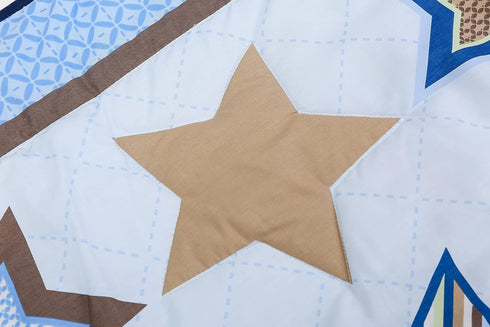 CribMATE 1 Blue Star Nursery Crib Quilted Comforter PC Baby Girl/Baby Boy Crib Quilt Baby Gift Idea (Blue Star)