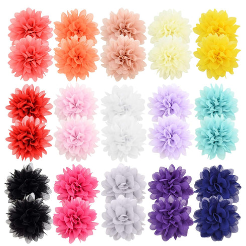30pcs Baby Girls Alligator Hair Clips, Chiffon Flower Hair Barrettes Accessories for Kids Toddler Teens
