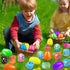 12 Pack 3.4" Jumbo Filled Easter Eggs with Toys Magic Bean Cubes, Fidget Puzzle Toy Brain Teaser Easter Basket Stuffer