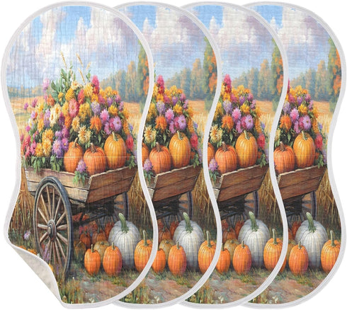 YETTASBIN Filled Pumpkins Muslin Baby Burp Cloth, Super Soft Absorbent Cotton Burp Rag Baby Bibs Feeding Cloth