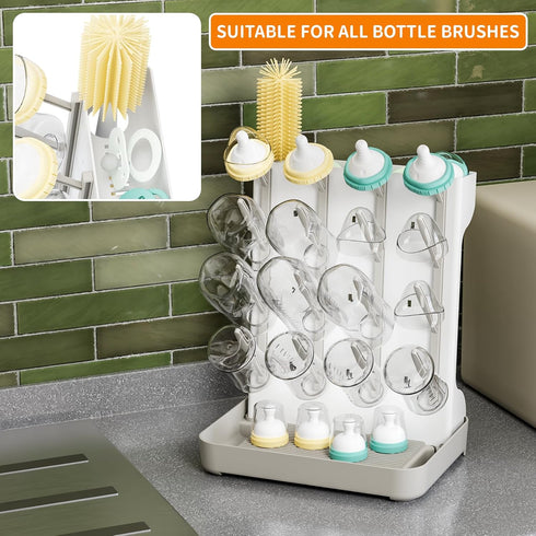 Countertop SuoXing Vertical Baby Bottle Drying Rack,Space Saving Baby Drying Rack for Bottles,Large Baby Bottle Station