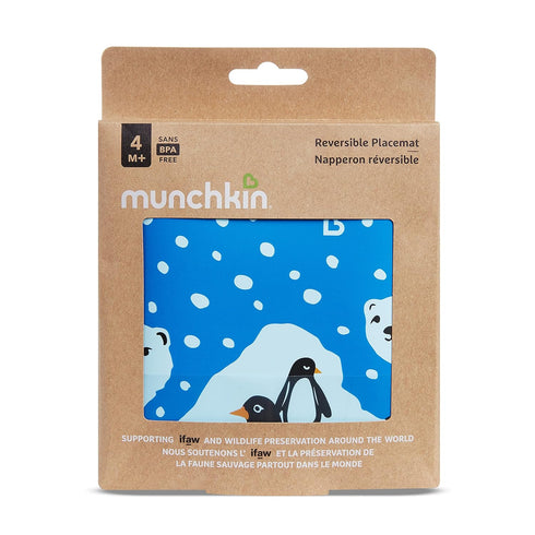 1pk, Munchkin WildLove Reversible Silicone Placemat for Kids, Polar Bear