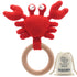 Wood Baby Rattle and Crochet Infant Rattle Set, Beech Wooden Teething Ring-Crab