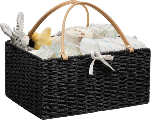 Angelhood Large Paper Rope Diaper Caddy, Baby Essentials Organizer, Portable Baby Shower