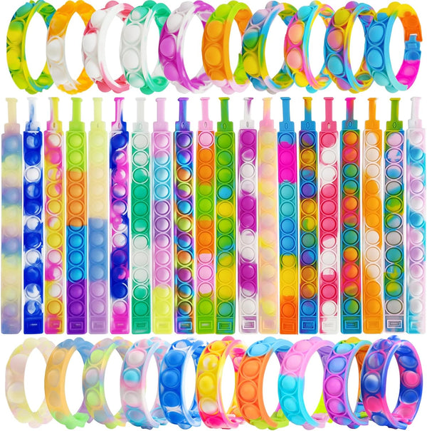 IERKEIE 120 Pcs Pop Bracelet Bubble Fidget Sensory Toys for Party Favors, Pop