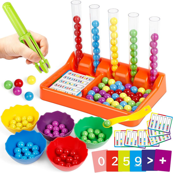 Aizweb Counting and Color Sorting Toys for Toddlers,Tweezer Tongs Color Sorting Kit,Montessori