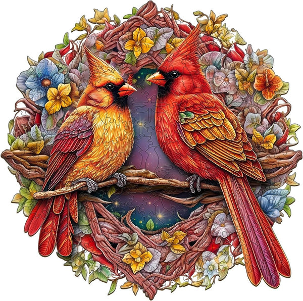 Wooden Puzzles for Adults: Cardinal Puzzles with Wood Box, Thanksgiving Theme, 100 Pieces