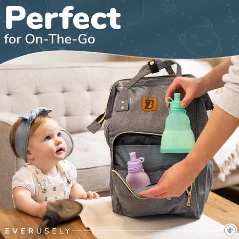 Leakproof Silicone Reusable Baby Food Pouches, BPA-Free, Dishwasher Safe, Refillable, Spill-Proof for Toddlers