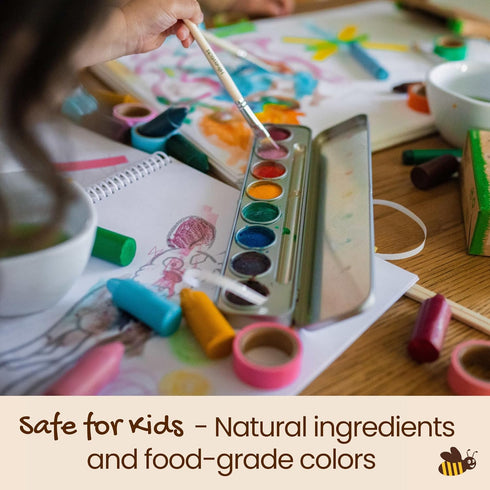Honeysticks Non-Toxic Watercolor Paint Set for Kids, 8 Vibrant Colors with Brush, Natural Ingredients