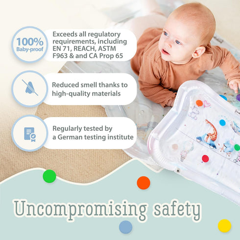 Tummy Tummy Time Water Mat for Babies Sensory Baby Water Play Mat Award-Winning Infant Activity Mat for Motor