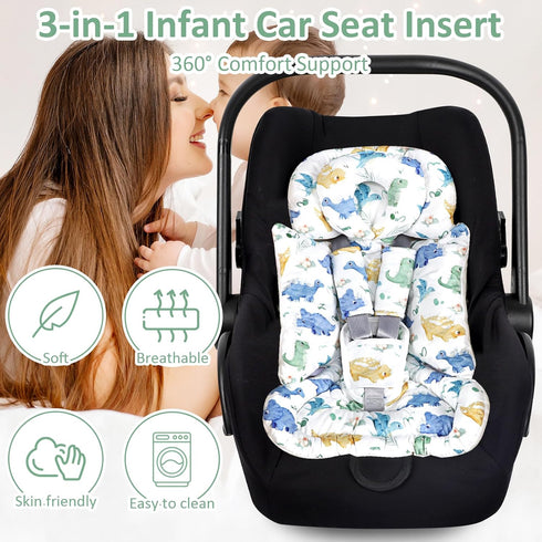 TANOFAR Infant Car Seat Insert with Removable Cushion for Baby Boys, Reversible Newborn Carseat Insert for Baby Head