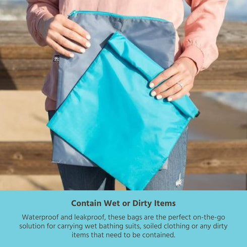 2 Pack, J.L. Childress Wet-to-Go Portable Wet and Dry Bags, Waterproof and Leakproof, Machine-Washable, Reusable