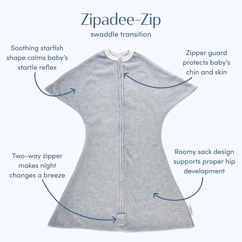 0.8 (4-8 SleepingBaby Zipadee-Zip Fleece Transition Swaddle - Arms-Out Wearable Blanket for Baby Sleep, Soft Breathable