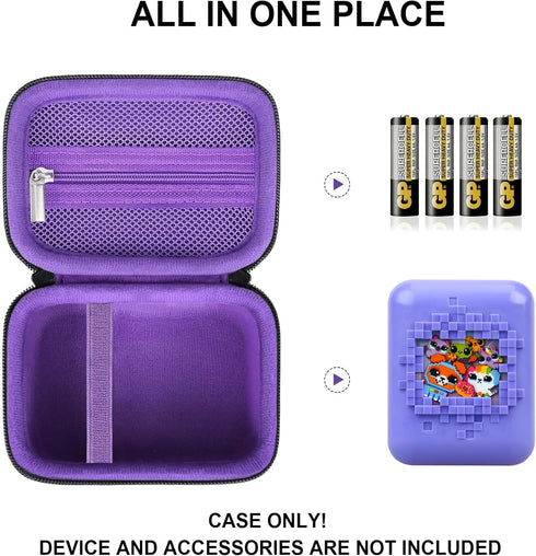 Hard Carrying Case for Bitzee Interactive Toy Digital Pet, Black+Purple Protective Storage Case with Zipper Pocket