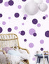 Polka Dot Wall Decals for Girls Room - Vinyl Circle Peel & Stick Stickers, Dark & Light Purple
