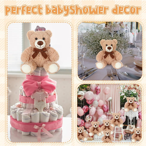 7 Packs Zomiboo Plush Bear Stuffed Animals Plush Soft Cute Stuffed Dolls Birthday Party Decorations(Light Brown)