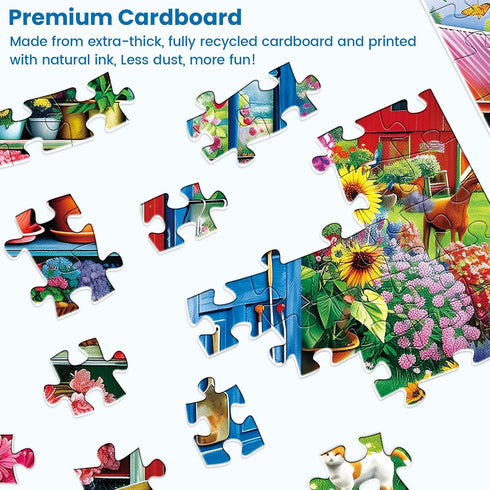300 300 20.5 15 inch Pieces Puzzle for Adults | Flowers House Puzzle | Recycled Cardboard Large Piece Jigsaw Puzzles