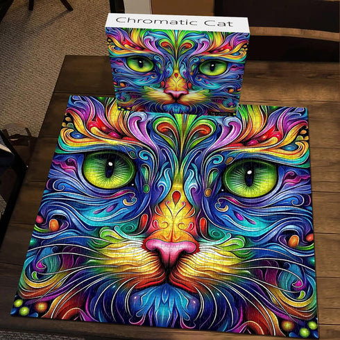 PICKFORU 1000 Cat Puzzles for Adults Pieces, Fantasy Animal Kitten Abstract Art Puzzle, Colorful Funny Cat Puzzle
